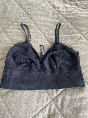 Victoria's Secret Black Floral Lace Longline Bralette Size M